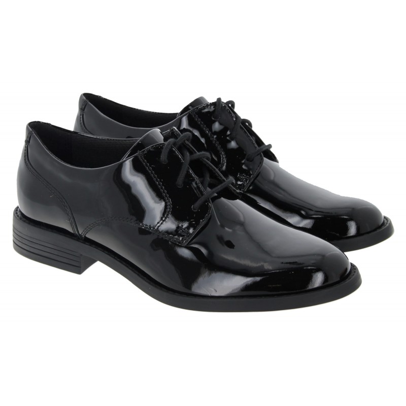 Clarks Camzin Iris lace up shoes in black patent